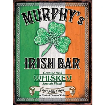 Image of MURPHY&#039;S IRISH bar RETRO METAL TIN WALL PLAQUE SIGN NOVELTY GIFT Home shed man cave (150MM X 200MM (6&quot; 8&quot;)
