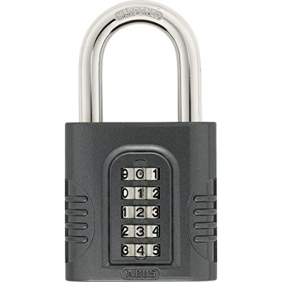 Image of ABUS Combination Lock 158/65 Padlock with Cast Zinc Casing Individually Adjustable Code Security Level 8 Dark Grey