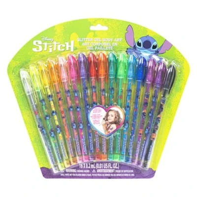 Image of Stitch 16 Piece Glitter Pen Body Art Set, Glittery and Bright Colors, Ages 3+, By Townley Girl