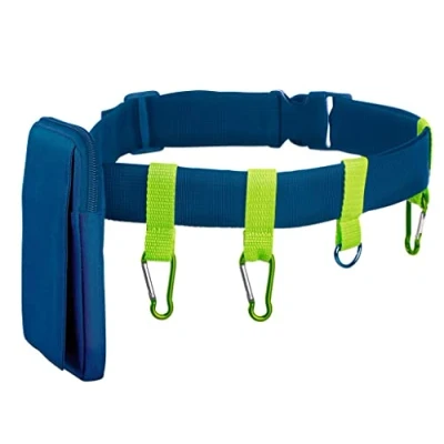 Image of moses Outdoor Belt Expedition Natural Strap with Bag and Carabiners, Perfect for Camping Bag, Torch, Compass &amp; Co, Blue, Plain