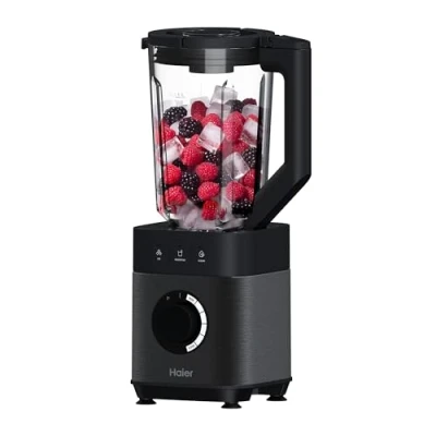 Image of Haier Blender, I Master Series 5 with Variable Speeds, Ice Crusher, Smoothie Maker, Auto Clean, 1.7L Glass Jug, 0.6L Personal 1200W, On App, Black [HBL5B2 S5]