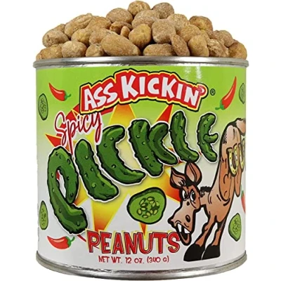 Image of KICKIN’ Spicy Pickle Hot Peanuts 12oz Ultimate Gourmet Gift Try if you dare! …
