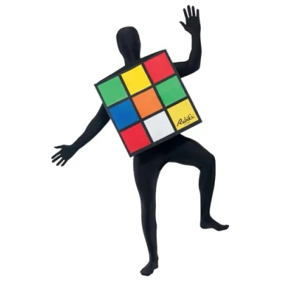 Image of Smiffys Rubik&#039;s Cube Unisex Costume, Multi Coloured, Tabard for Secure Fit, Official License Outfit with Logo &amp; Iconic All in One Design, Dress Up Puzzling Charm!