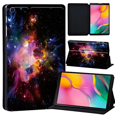 Image of Printed Leather slim lightweight Stand Cover Case for Samsung Galaxy Tab A 10.1 2019 (Model: SM T510 T515), with Function (Black) (pink red cluster)
