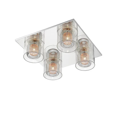 Image of Laure 4 Light Glass Chrome Flush Ceiling