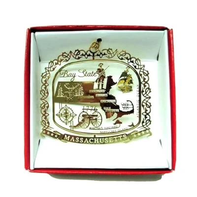 Image of Nations Treasures Massachusetts Christmas ORNAMENT Bay State Souvenir Gift Boston Cape Cod Nantucket Martha&#039;s Vineyard + more