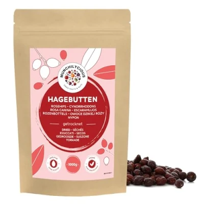 Image of Rosehip Dried 1kg 2.2 lb by Munchilycious, Rosehips Unsweetened, Whole Rose Hips, Ideal for Preparation of Tea