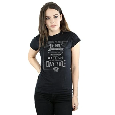 Image of Supernatural Women&#039;s Crazy People T Shirt Large Black