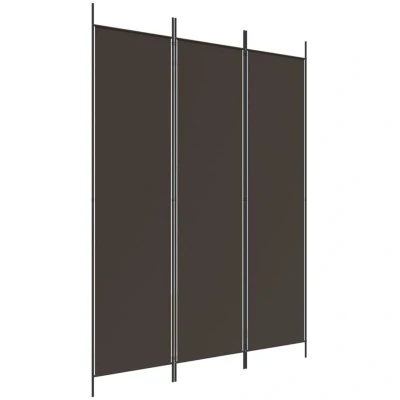 Image of vidaXL 3 Panel Room Divider Brown 150x200 cm Fabric