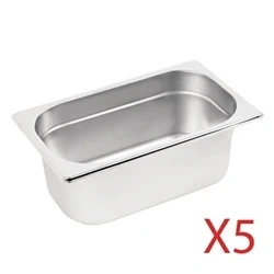 Image of Vogue Stainless Steel Gastronorm Container Kit 1/4 (5 pack)