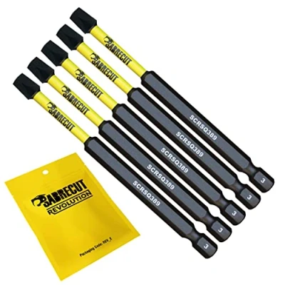 Image of 5 x SabreCut SCRSQ389_5 89mm SQ3 Square Magnetic Impact Screwdriver Driver Bits Set Single Ended Heavy Duty Compatible with Dewalt Milwaukee Bosch Makita and Others