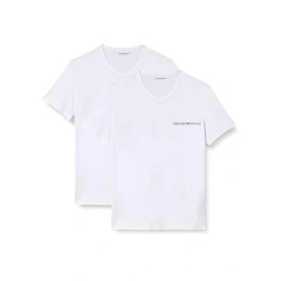 Image of EMPORIO ARMANI Man Core Logoband 2 Pack V Neck T Shirt White M