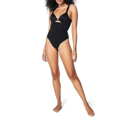 Image of SPANX Women&#039;s Seamless Power High Waisted Thong Shapewear Briefs, Very Black, L