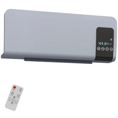 Image of HOMCOM 2000W Wall Mounted Ceramic Heater with Remote Control for Home, Grey