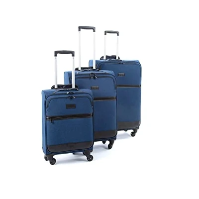 Image of JCB Lightweight 4 Wheel Navy Suitcase Luggage Travel Cabin Bag, Easy Roll 24&quot;