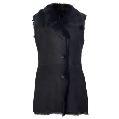Image of Infinity Leather Womenss Black Toscana Sheepskin Buttoned Gilet Manama Size 20 UK