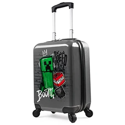 Image of Minecraft Carry On Suitcase for Kids Creeper Cabin Bag with Wheels Luggage Boys Travel and Handle Small