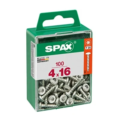 Image of SPAX Pack of 100 Pozidriv Round Head Steel Screws, Diameter 4 mm x Length 16