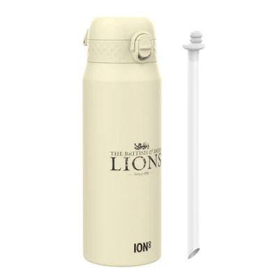 Image of ION8 Thermal Water Bottle (750ml) Leak proof &amp; BPA Free Insulated Drinking Bottle, Triple Lock Lid to Prevent Spills,Made with Vacuum ThemoShield Stainless Steel, British Irish Lions Crest