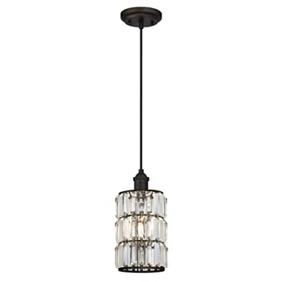 Image of 63384 Sophie One Light Indoor Pendant, Oil Rubbed Bronze Finish with Crystal Prism Glass