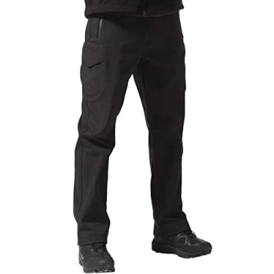 Image of FREE SOLDIER Walking Trousers for Men Winter Waterproof Outdoor Hiking Softshell Thermal Fleece Lined Overtrousers (Black,36 Tall)
