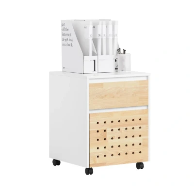 Image of Mobile File Cabinet Printer Stand Storage on Wheels,ASK06 WN Sobuy