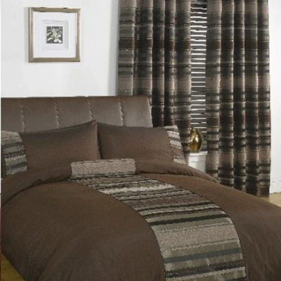 Image of Rapport Home New York Chenille Stripe Aubergine Single Duvet Cover Set