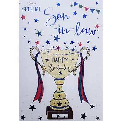 Image of Special Son in Law Birthday Card (ICG 7182) Candles and Stars