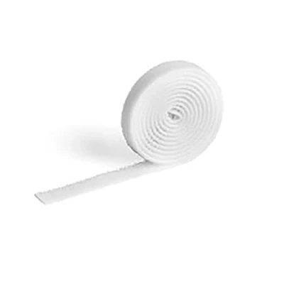 Image of Durable CAVOLINE Cable Management Hook and Loop Tie Reusable Self Gripping Tape for Quickly Bundling Tidying Cables Can be Easily Cut To RequiRed Size 1 Metre Roll in White