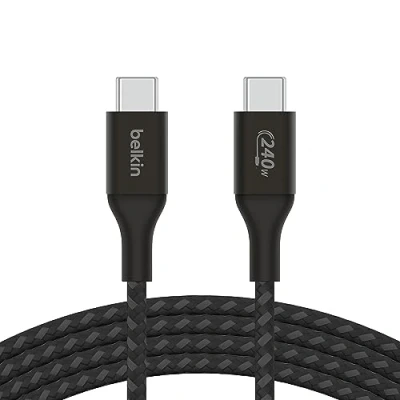 Image of Belkin BoostCharge USB C to Power charger cable, IF certified fast charging cable with 240W Delivery for iPhone 16, 15, MacBook, Chromebook, Galaxy, iPad, Pixel &amp; More 1m, black