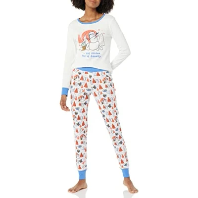 Image of Amazon Essentials Disney Marvel Star Wars Women&#039;s Snug Fit Cotton Pyjama Sleepwear Sets, Mando Winter Womens fit, M