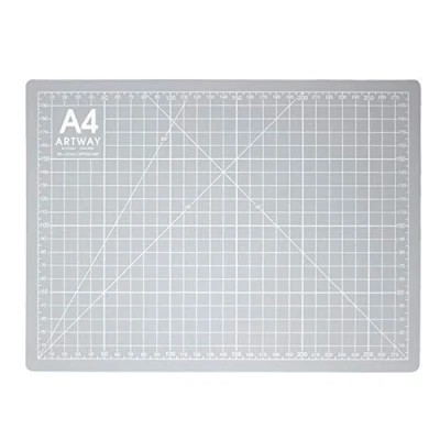 Image of Artway A4 Cutting Mat Self Healing Double Sided Grid Markings in Centimetres/Inches, Grey