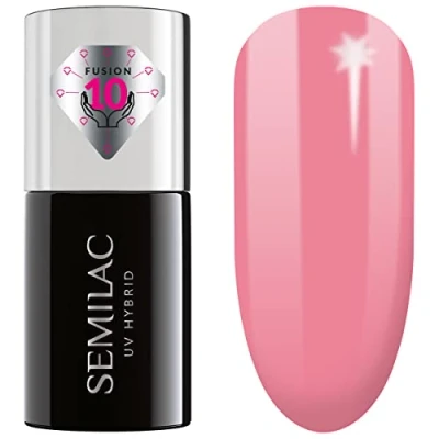 Image of SEMILAC Extend Care Base 5in1 1 UV Gel Nail Polish Conditioner, Builder, Coat, Colour &amp; Top Coat In 1. Long Lasting Easy To Apply 7ml 813 Pastel Pink.