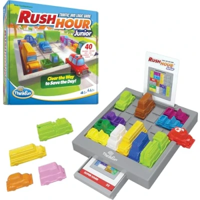 Image of ThinkFun Rush Hour Junior Traffic Jam Logic Brain Challenge Game and Stem Toy for Kids, 1+ Players, Age 5 Years Up
