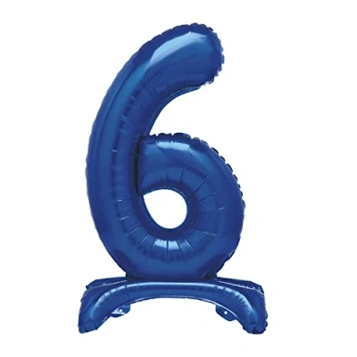 Image of Unique 12886 Giant Standing Foil Number 6 Balloon 76 cm Blue