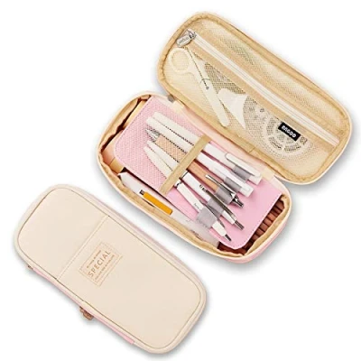 Image of iSuperb Big Capacity Pencil Case Student Canvas Pen Holder Pouch Durable Bag Stationery Zipper Portable College School Large Storage Office Supplies
