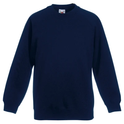 Image of Fruit of the Loom Childrens Unisex Raglan Sleeve Sweatshirt (Pack 2) (Deep Navy) Blue Size 3 4Y