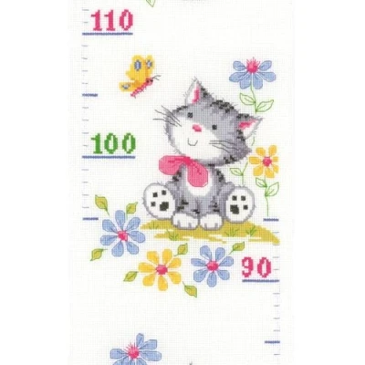 Image of Vervaco Height Chart Kitten Counted Cross Stitch Kit, Multi Colour
