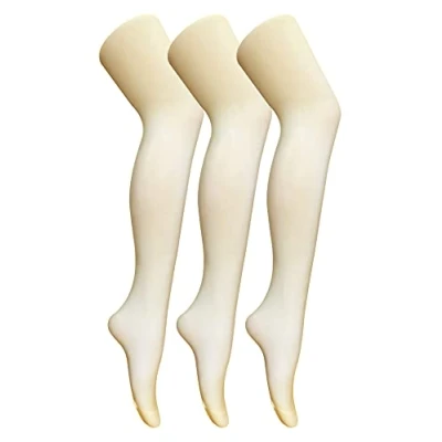 Image of Sock Snob 3 Pair Multipack Womens Coloured Opaque 80 Denier Tights Plain Block Colour (M, Cream)
