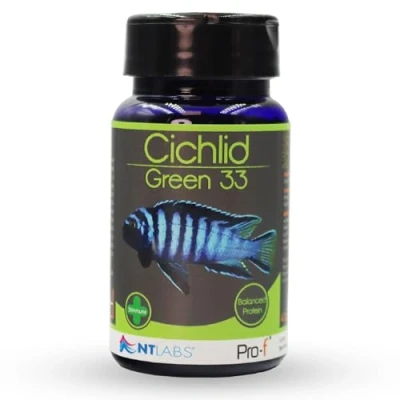 Image of NT Labs Pro f Cichlid Green 33, Malawi Food, Low Protein Nutritious Fish Feed, Colour Promoting SIZE 40gm
