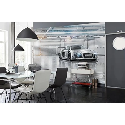Image of Komar 8 957 368 x 254 cm Audi R8 Le Mans Sports Car Wallpaper Mural Grey (Pack of 8)