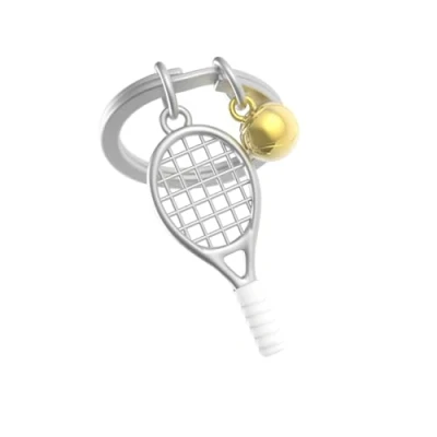 Image of O meta[l]morphose METALMORPHOSE Metal 3D Tennis Keyring Passion Sport, Gift for Men, Women&#039;s Gift, silver, One Size, Contemporary