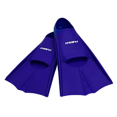 Image of Maru Training Fins, Silicone Swimming Flippers for Stronger, Faster Kick with Greater Propulsion, Used Training, Unisex Fins Adults and Kids (Purple/Blue, Size 7/9 41/43)