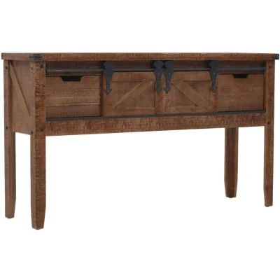 Image of vidaXL Console Table Solid Fir Wood 131x35.5x75 cm Brown