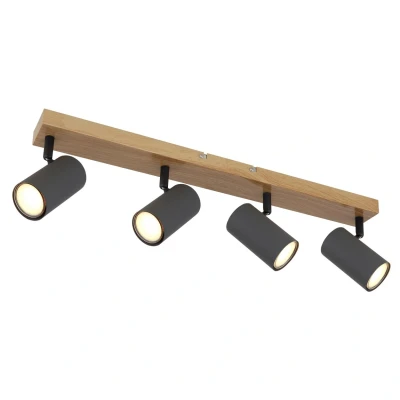 Image of Robby Ceiling Spotlight Bar Wood Look 4x GU10