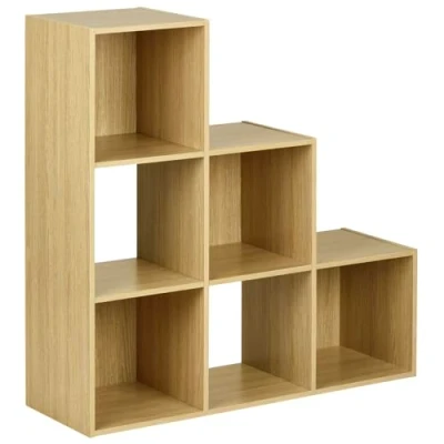 Image of Hartleys Oak 6 Cube Shelving Unit and 3 Handled Box Drawers No Storage Boxes