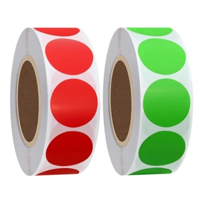 Image of Hylabelest Color Coding Dot Labels 25mm Round Natural Paper Stickers Adhesive Label Green+Red Total 2 Rolls
