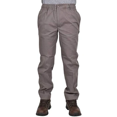 Image of True Face Mens Trousers Elasticated Waist Work Rugby Casual Pants Drawstring Smart Regular Bottom (Grey, 32W X 31L)