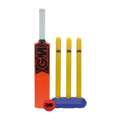 Image of Gunn &amp; Moore GM Opener Childrens Cricket Set Bat, Ball Wicket Stumps All weather for Kids Ages 4 8