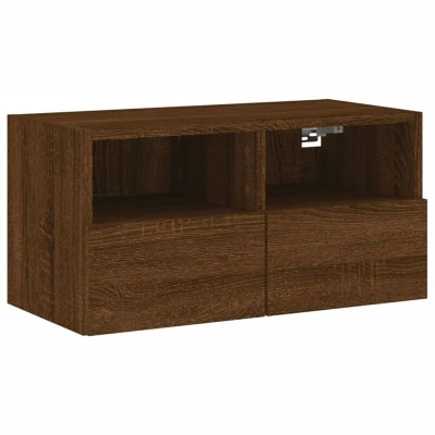 Image of vidaXL TV Wall Cabinet Brown Oak 60x30x30 cm Engineered Wood